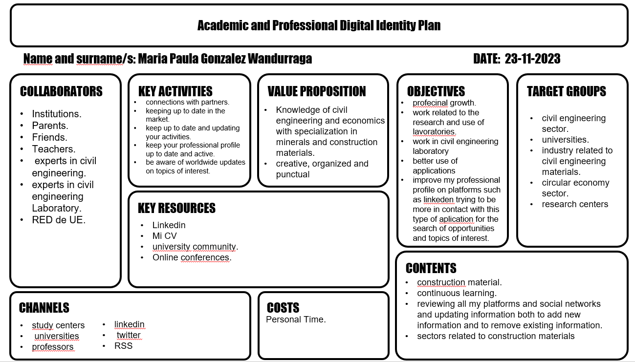 Professional Digital Identity Plan TRAINING FOR PROFESSIONAL DIGITAL