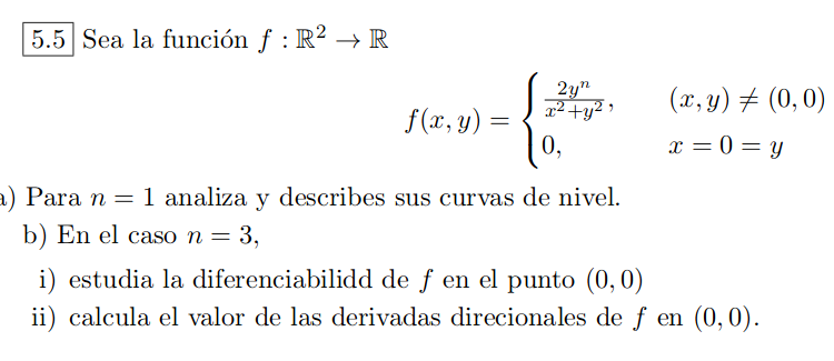 (Ej) Problema 5.5. (Continuidad y diferenciablilidad)