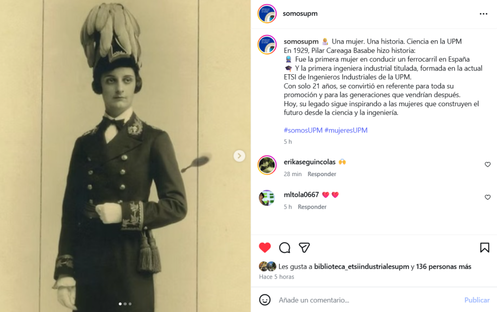 Post de @somosUPM en IG sobre Pilar Careaga Basabe
