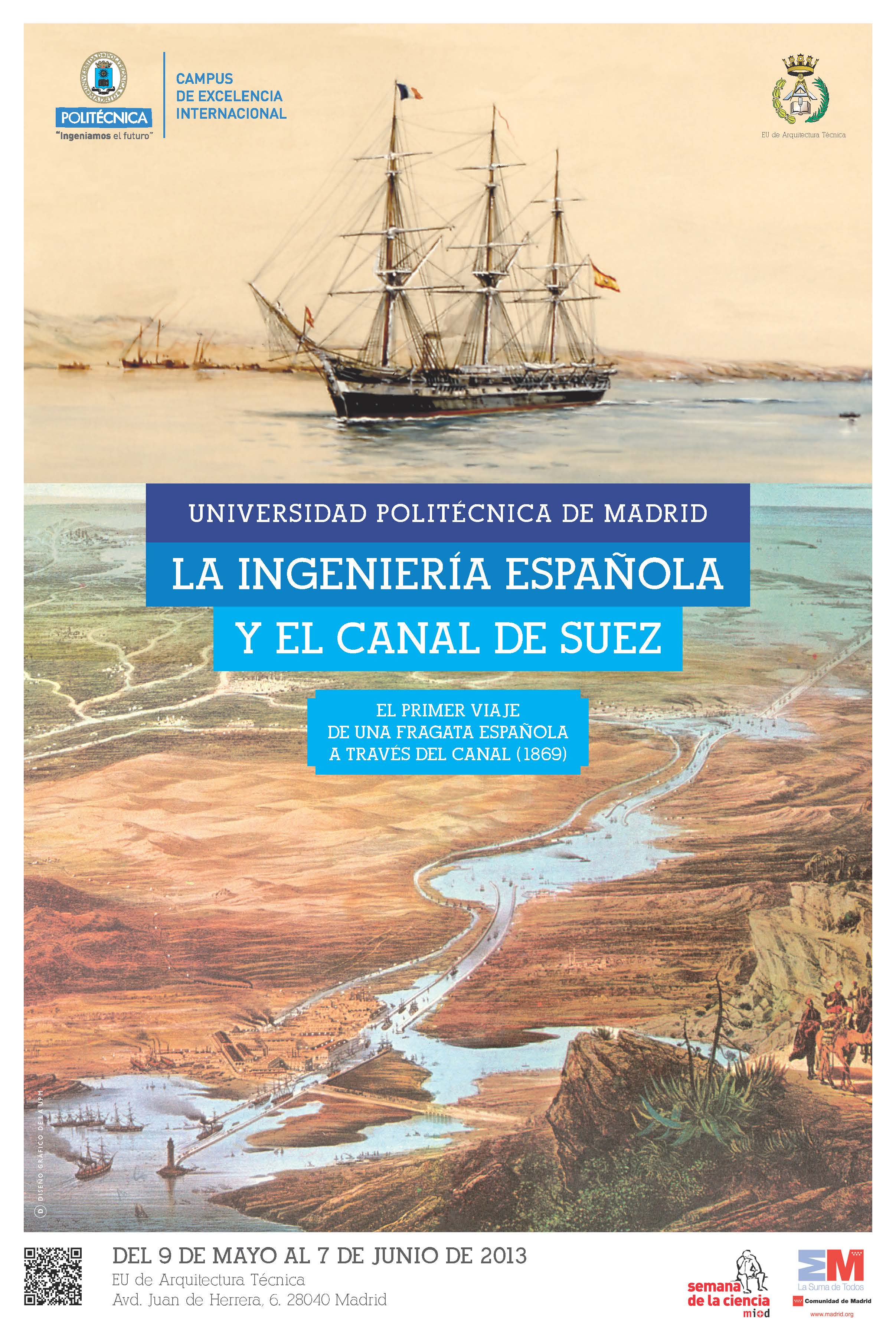 Cartel de la exposición: La ingeniería española y el Canal de Suez