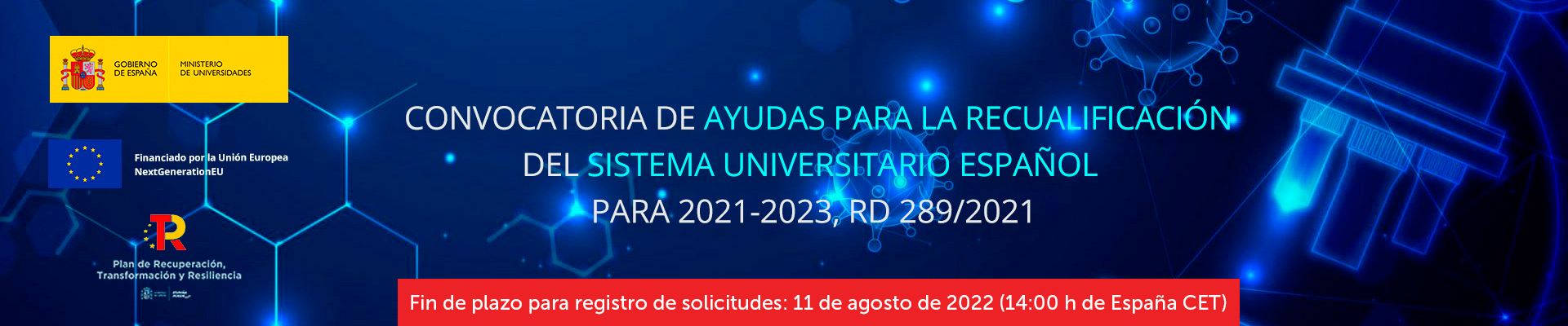 Convocatoria de Ayudas para la Recualificación del sistema universitario español para 2021-2023, RD 289/2021