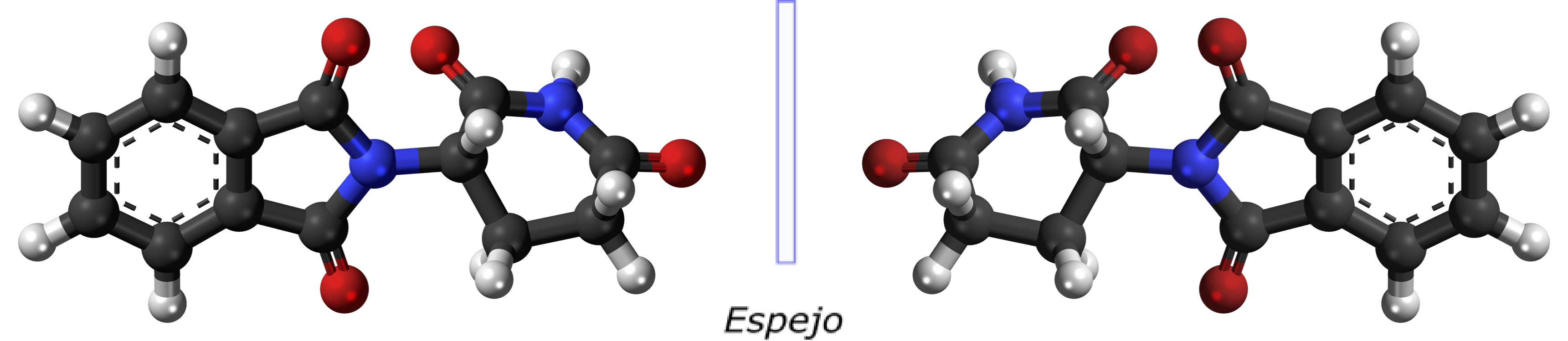 Figura 18: Enantiómeros de la talidomida: el levo evitaba el mareo en las embarazadas, el dextro causaba malformaciones en el feto.
