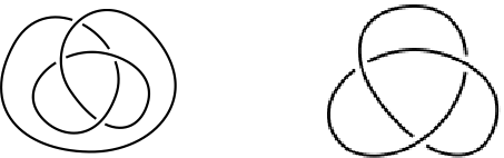 Figura 5: Dos diagramas del mismo nudo, el trébol de mano izquierda.