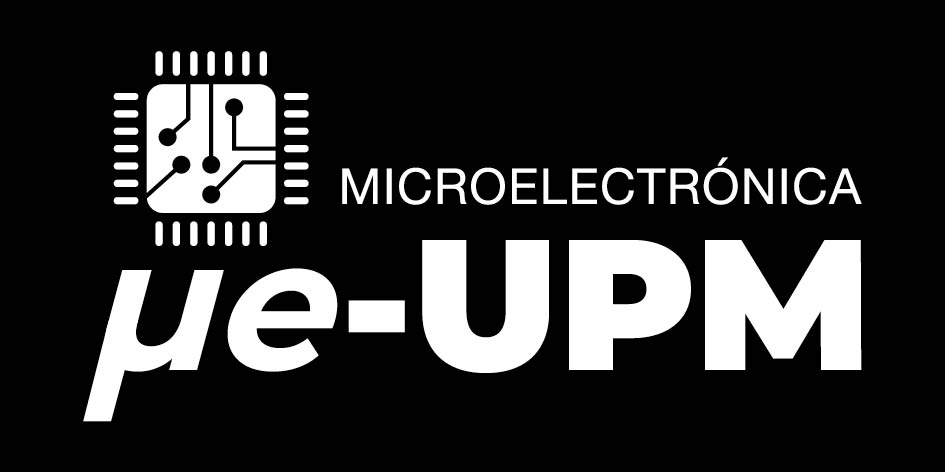 ilustración de un chip y el texto microelectronica ue-upm